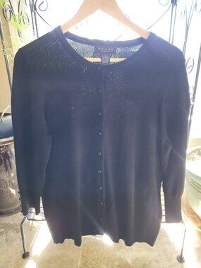 GRACE The Perfect Fit Black Knit Button-Down Cardigan Sweater Size L